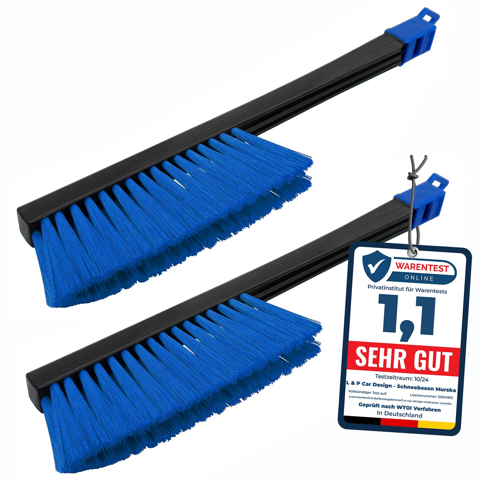 [ 2 Stück ] - Schneebesen Auto Besen Winter Murska Besen Auto Schnee - Schneebesen Auto lackschonend - Schneebürste Auto Schneefeger Auto Besen Schnee Winter Feger Bürste (2x L&P A059 Schwarz Blau) von L & P Car Design