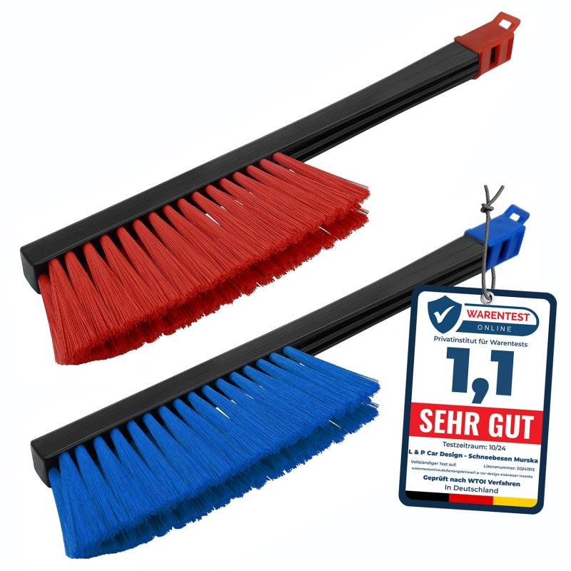 [ 2 Stück ] - Schneebesen Auto Besen Winter Murska Auto Schneebürste lang Winter Schneefeger Auto Besen Schnee Bürste Feger Auto Besen Winter orig. Finnland TOP Qualität (2x L&P A059 Farbe zufällig) von L & P Car Design