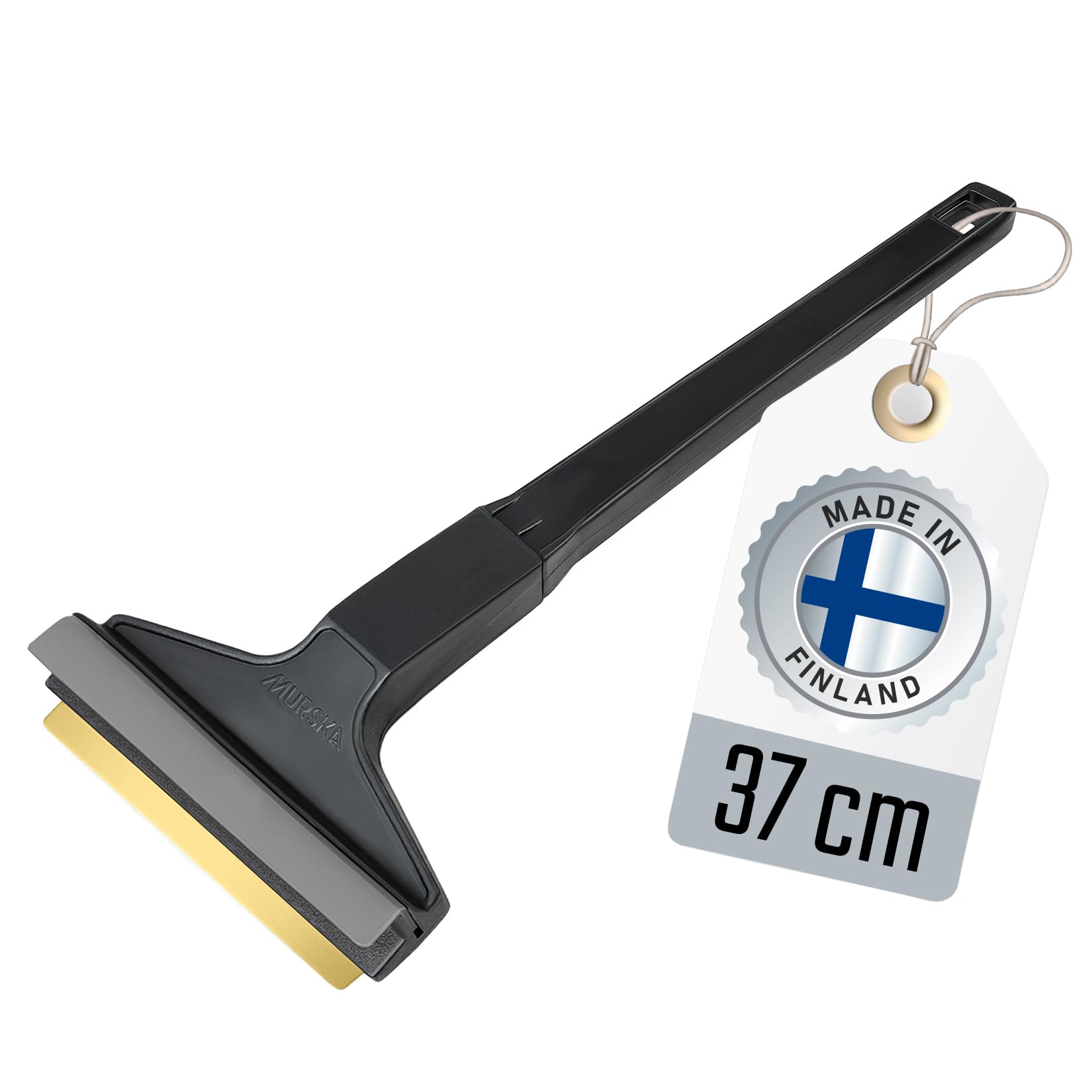 Eiskratzer lang Messing - Scheibenkratzer Auto 37cm - schnell, mühelos & schonend - Premium HIPS - Murska mit Messingklinge & Gummilippe - effizient sicher Schneekratzer - Finnland Schwarz Grau von L & P Car Design