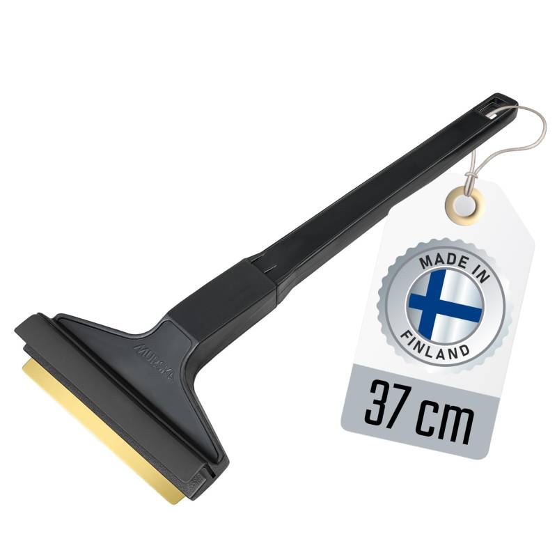 Eiskratzer Messing Auto lang - Scheibenkratzer Auto 37cm - schnell, mühelos & schonend - Premium HIPS - Murska mit Messingklinge & Gummilippe - effizient sicher Schneekratzer - Finnland Schwarz von L & P Car Design