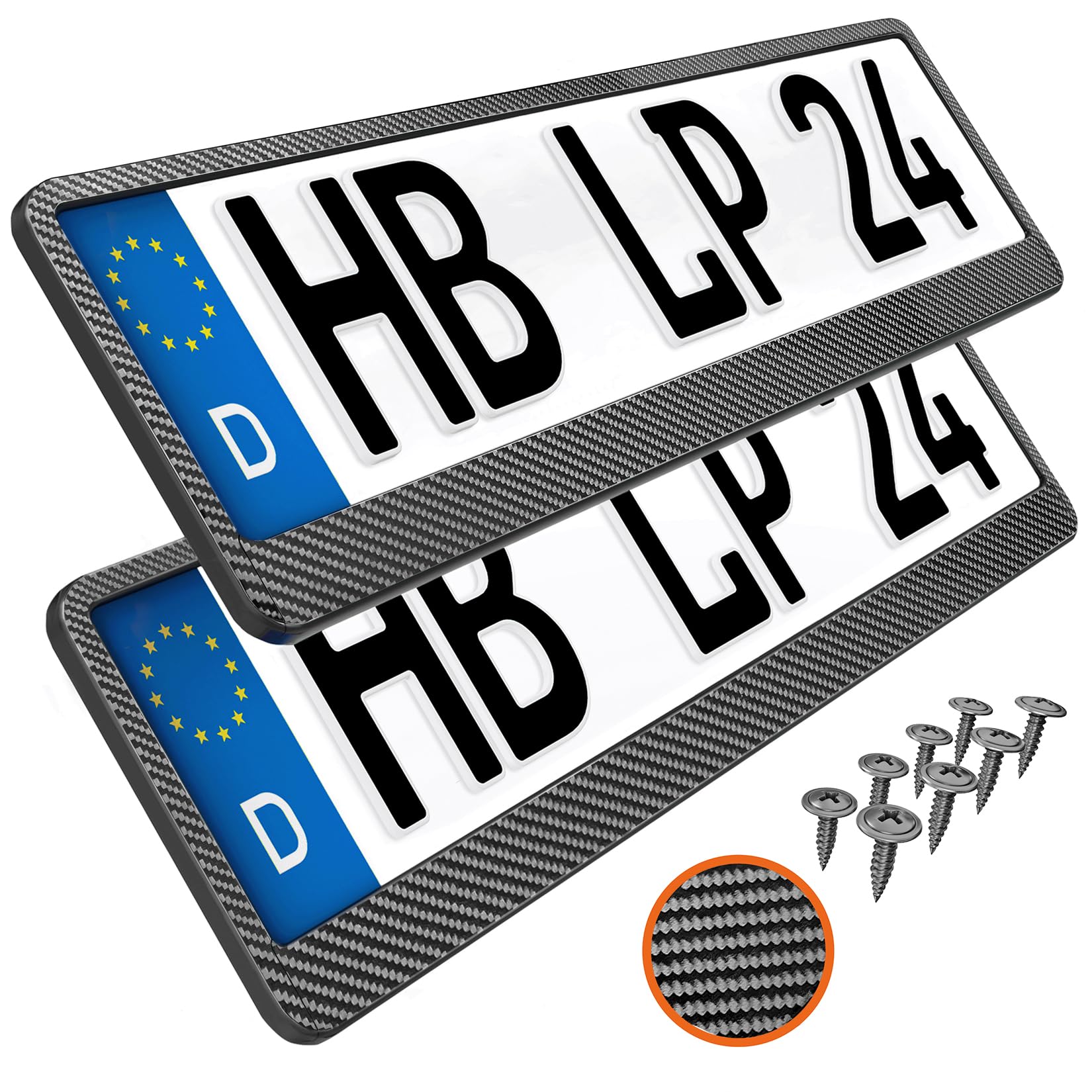 Kennzeichenhalter Auto Carbon Optik Kfz Nummernschildhalterung Nummernschildhalter Carbonoptik Kennzeichenhalterung für Autos Kennzeichenverstärker // Neue Carbon-Optik-Version 2024 // 2 Stück von L & P Car Design