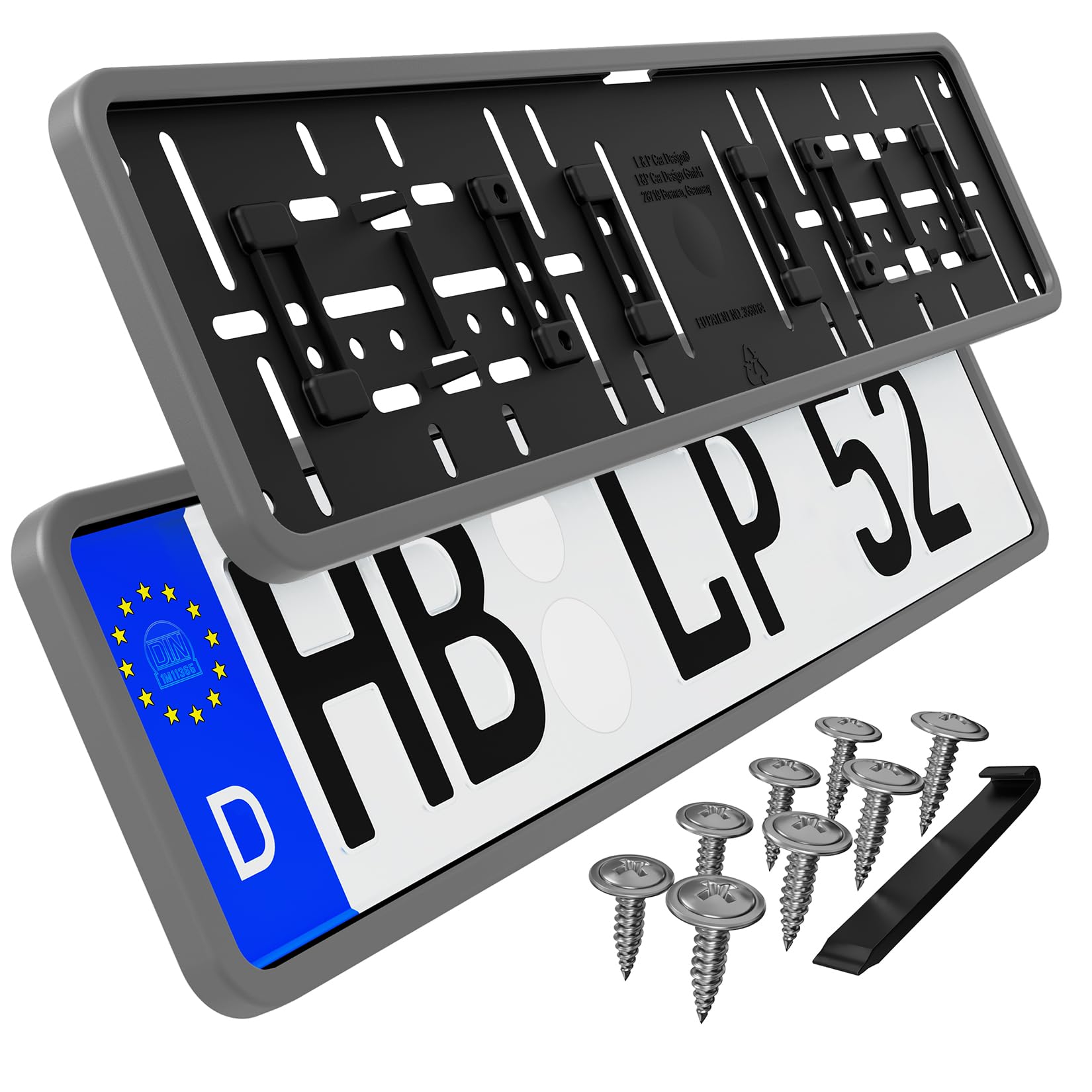 Kennzeichenhalter Kfz-Kennzeichen Halter Halterung grau 2 Stück Kennzeichenhalter Kfz-Kennzeichen Halter Halterung grau 2 Stück von L & P Car Design