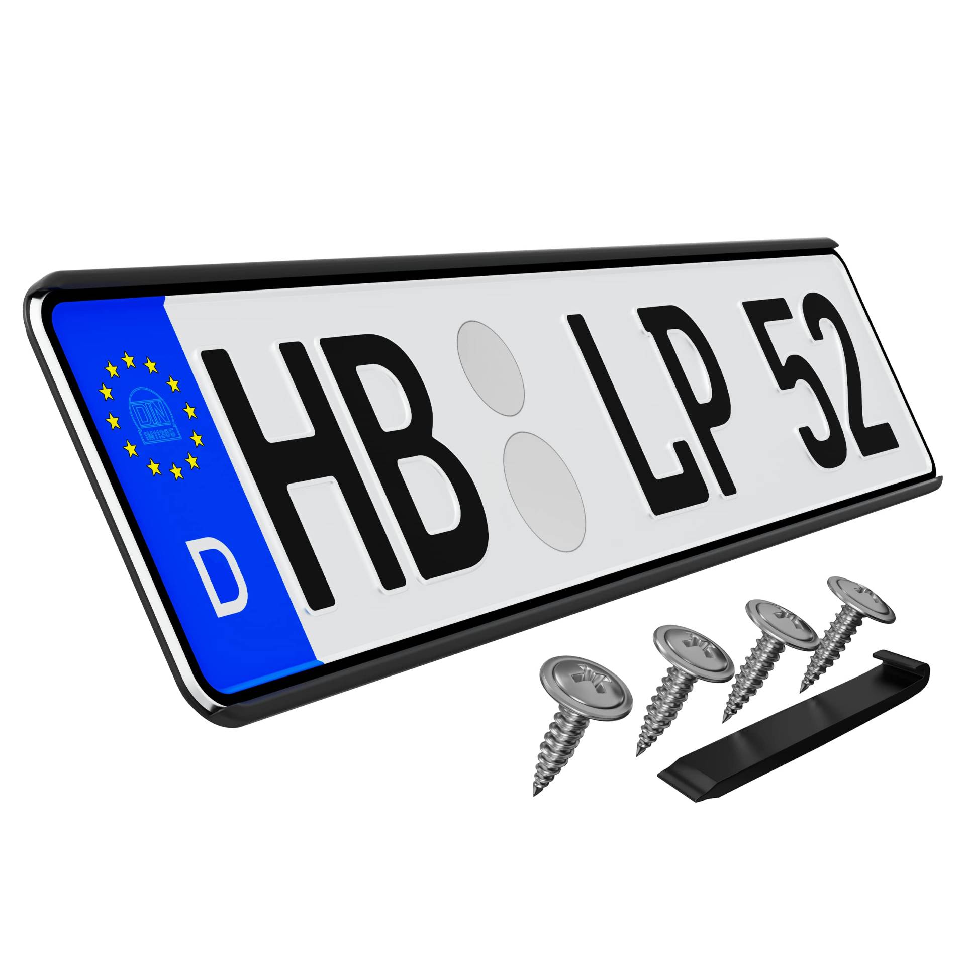 Kennzeichenhalter Rahmenlos ohne sichtbare Befestigungpunkte Kfz-Kennzeichen Halter Halterung Schwarz 1 Stück von L & P Car Design