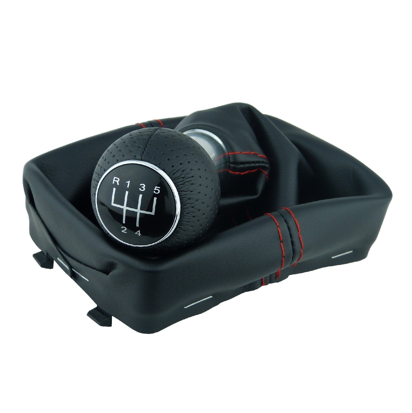 L&P A255-4 Schaltsack Schaltmanschette Schwarz Naht Rot Schaltknauf perforiert PU Leder Rahmen GTI Look 5 Gang kompatibel mit VW Polo 9N 9N2 9N3 4 IV Plug Play Ersatzteil für 6Q1711113 L&P A255-4 Schaltsack Schaltmanschette Schwarz Naht Rot Schaltknauf perforiert PU Leder Rahmen GTI Look 5 Gang kompatibel mit VW Polo 9N 9N2 9N3 4 IV Plug Play Ersatzteil für 6Q1711113 von L & P Car Design