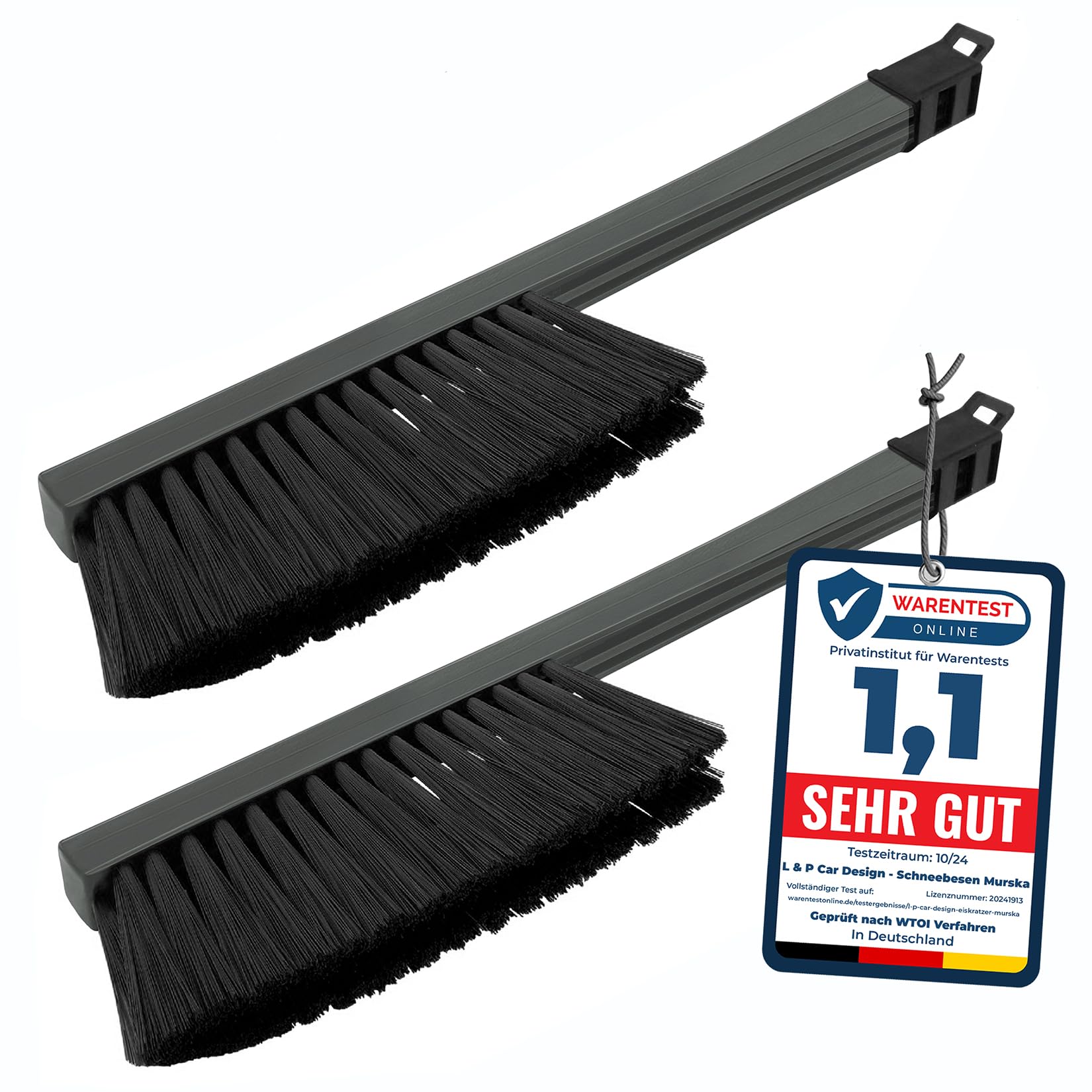 [ 2 Stück ] - Schneebesen Auto Besen Winter Murska Besen Auto Schnee - Schneebesen Auto lackschonend - Schneebürste Auto Schneefeger Auto Besen Schnee Winter Feger Bürste (2x L&P A059 Schwarz Grau) von L & P Car Design