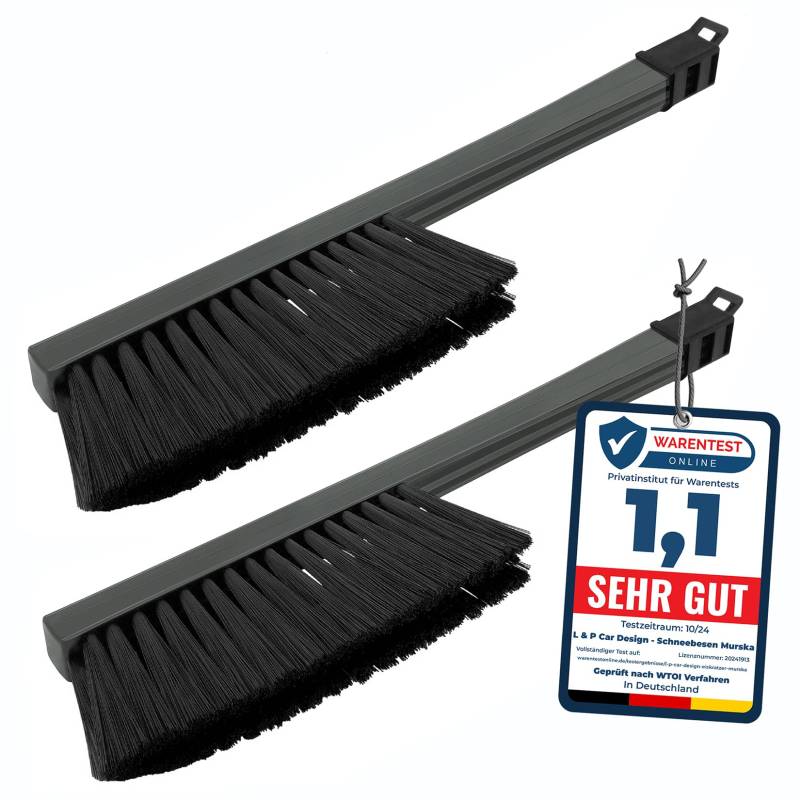 [ 2 Stück ] - Schneebesen Auto Besen Winter Murska Besen Auto Schnee - Schneebesen Auto lackschonend - Schneebürste Auto Schneefeger Auto Besen Schnee Winter Feger Bürste (2x L&P A059 Schwarz Grau) von L & P Car Design