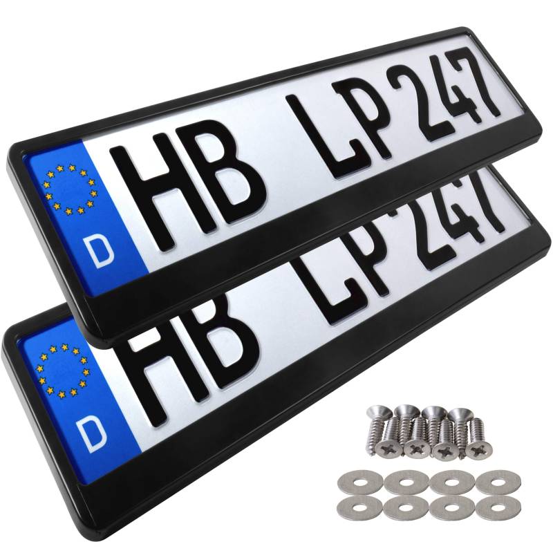 L & P Car Design L&P A162 2 x Kennzeichenhalter in schwarz Nummernschild Kennzeichenhalterung (schwarz-schwarz) von L & P Car Design