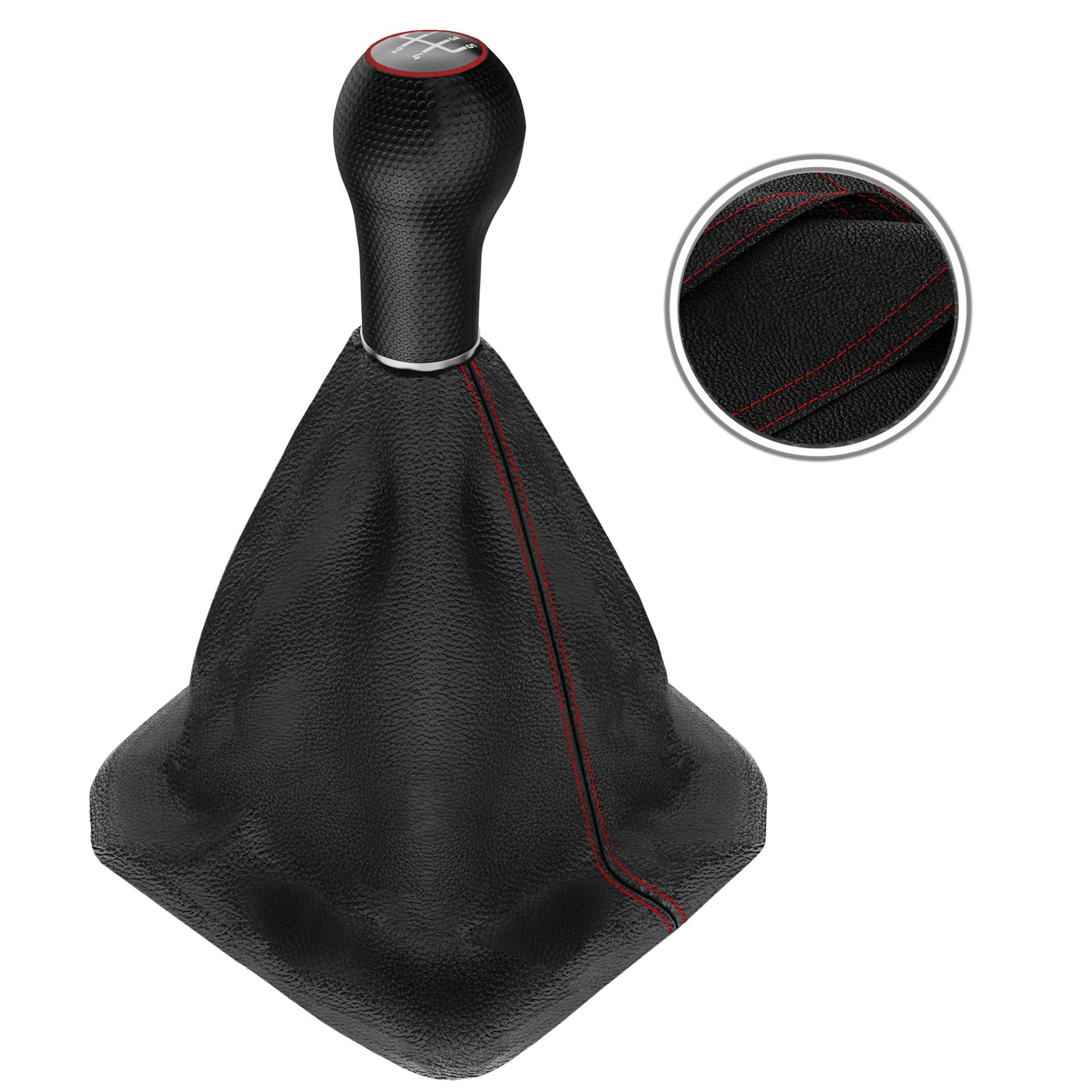 L & P Car Design Schaltsack Schaltmanschette Echtleder Schwarz Naht & Kappe rot Schaltknauf 5 Gang 12mm kompatibel mit VW Golf 2 II 3 III Polo 6N Passat 35i Plug Play Ersatzteil L & P Car Design Schaltsack Schaltmanschette Echtleder Schwarz Naht & Kappe rot Schaltknauf 5 Gang 12mm kompatibel mit VW Golf 2 II 3 III Polo 6N Passat 35i Plug Play Ersatzteil von L & P Car Design