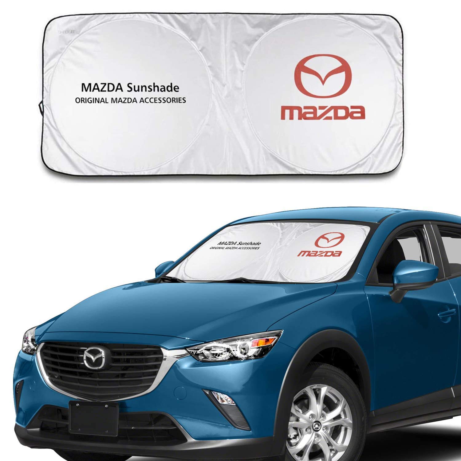 L&U Auto Windschutzscheibe Sonnenschutz, Blöcke UV-Strahlen, Faltbare Sonnenblende Schutz für Mazda 626 MX5 / Miata RX8 CX3 von L&U