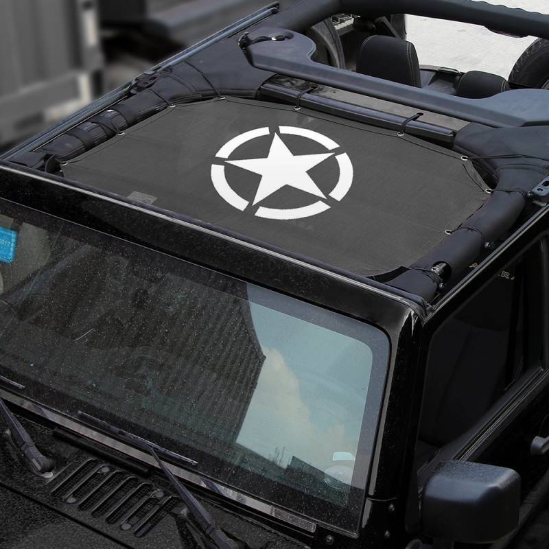 L&U Top Sonnenschutz Dachabdeckung Dach Anti UV Sonnenschutz Mesh Net für Jeep Wrangler JK JKU 2007-2017,Frontseat2door/4door von PGONA