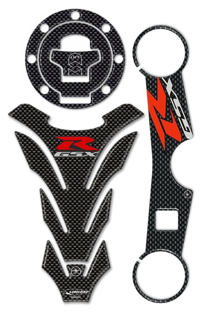 LABELBIKE - 3D Aufkleber Kit GSX-R Protektoren Motorrad, Schwarz, Rot, Vinyl, Wasserdicht, Outdoor, Suzuki 600 GSXR 2000-2003 von LABELBIKE