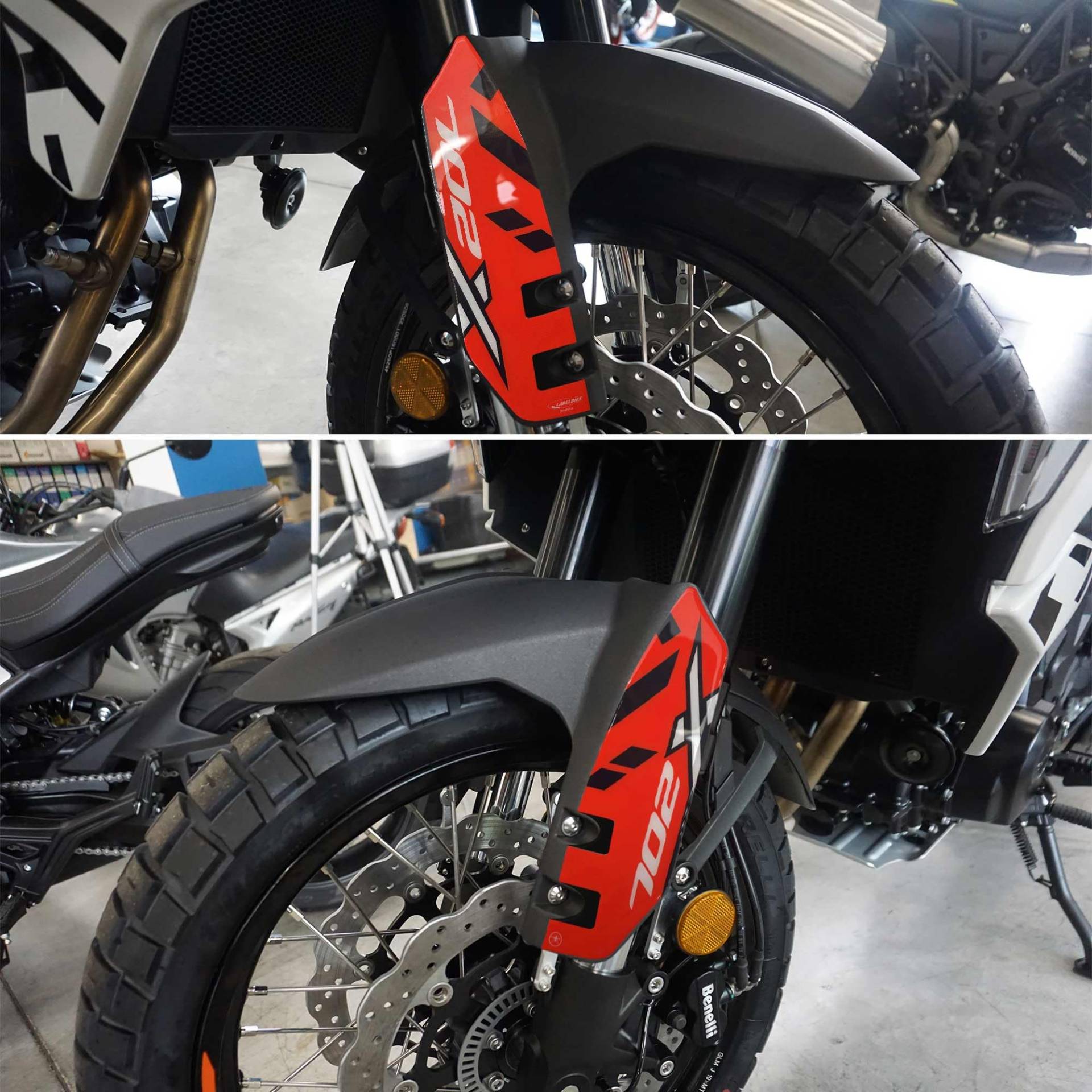 labelbike - 3D Gel-Aufkleber für Motorrad-Gabelschützer, kompatibel mit Benelli TRK 702X - Rot von LABELBIKE