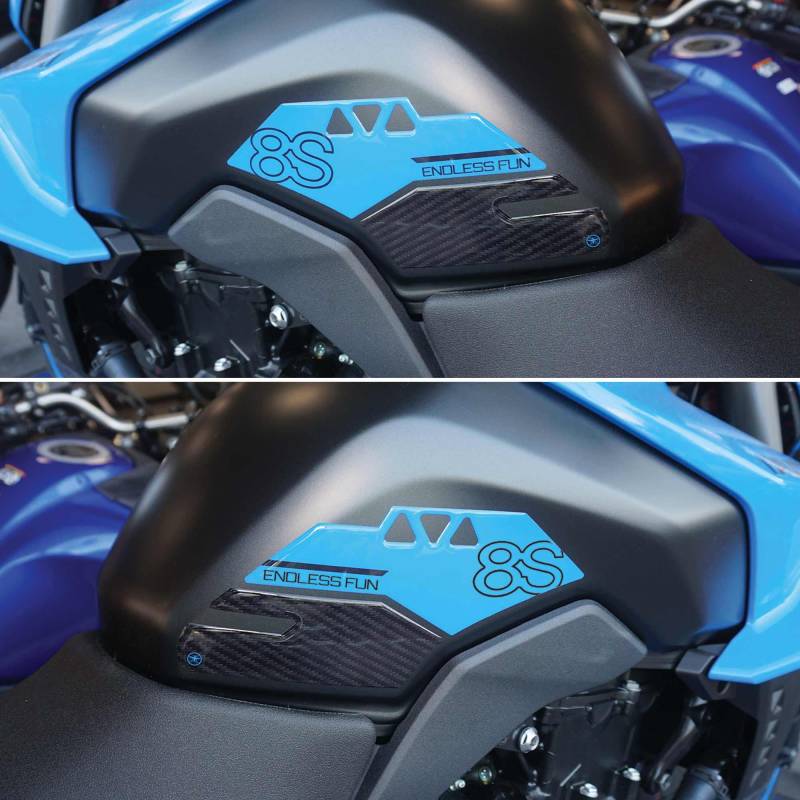 labelbike - 3D Gel-Aufkleber für Motorrad-Tank-Seitenschutz, kompatibel mit Suzuki GSX-8S - Hellblau von LABELBIKE