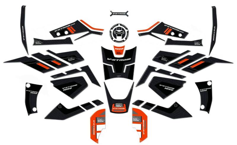 labelbike - Komplettset 3D Harz Aufkleber für Motorräder kompatibel mit Suzuki V-Strom 1050 Vstrom Orange von LABELBIKE