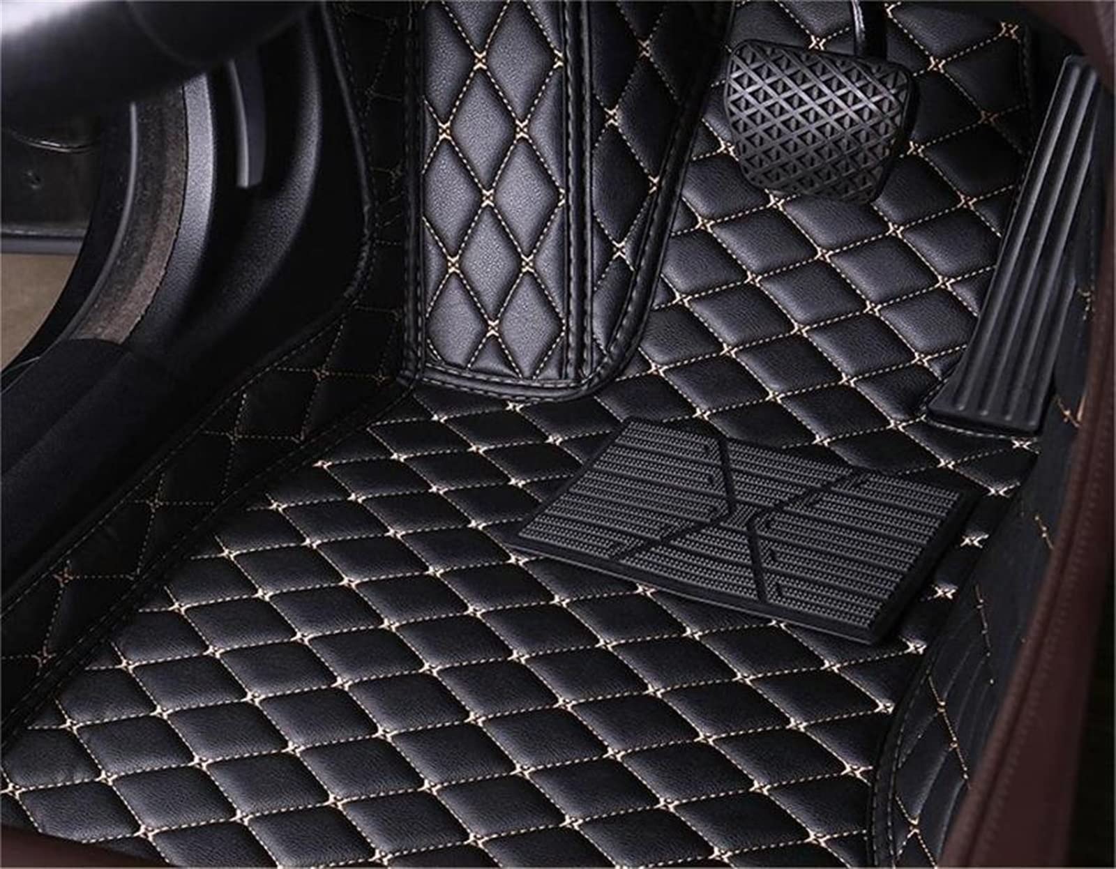 Auto Fußmatten Teppich Auto-Fußmatten Lederteppiche Custom Auto Interior Zubehör Für Toyota Für Corolla Für Hybrid 2019 2020 Antirutschmatten Auto (Color : Black beige1) von LABMAT