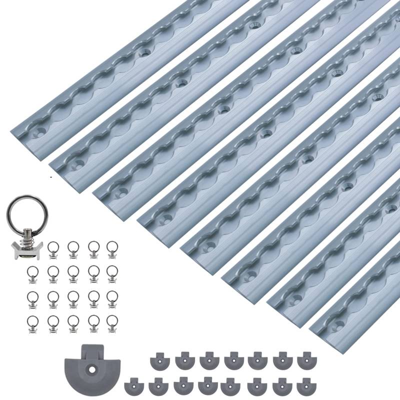 LABT Airlineschienen Set | halbrund Silber eloxiert | Sparset mit Fitting + Endkappen | Ladungssicherung für LKWs, Anhänger und Wohnmobile | Gebohrte Zurrschiene | (Sparpack 1) von LABT