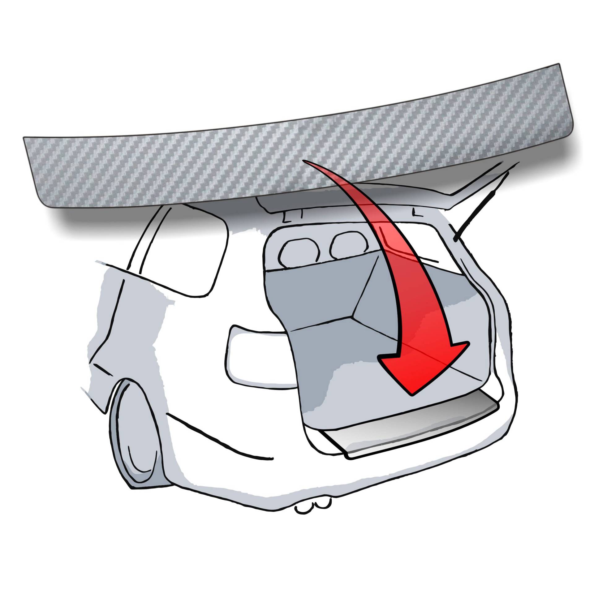 Ladekantenschutz passend für Ford Fiesta MK7 (Typ JA8, BJ 2008-2017, 3- und 5türige Modelle) - 3D Carbon Silber von LACKSCHUTZSHOP