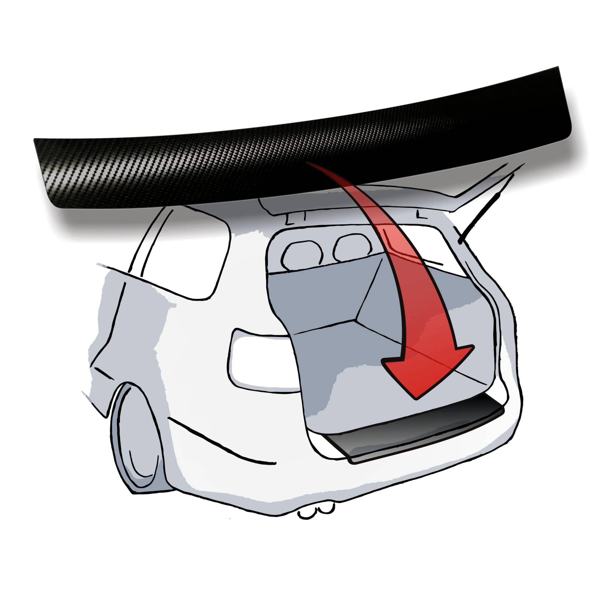 Ladekantenschutz passend für Opel Mokka (BJ 2012-2016, Modelle mit lackiertem Stoßfänger) - 3D Carbon schwarz von LACKSCHUTZSHOP