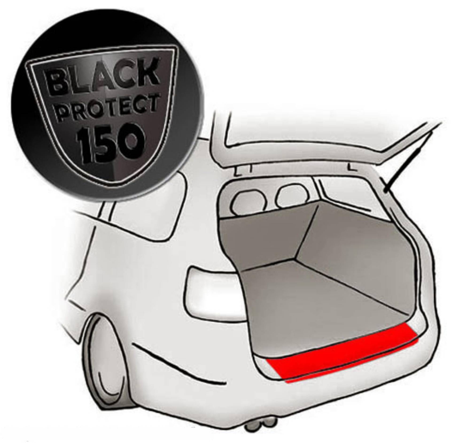 Passend für Renault Scenic II (Typ 2 (Phase 1 und 2), ab BJ 2003) - SCHWARZ 150µm - Passform Lackschutzfolie Ladekantenschutz für Ladekante in schwarz matt (Black) 150µm von LACKSCHUTZSHOP