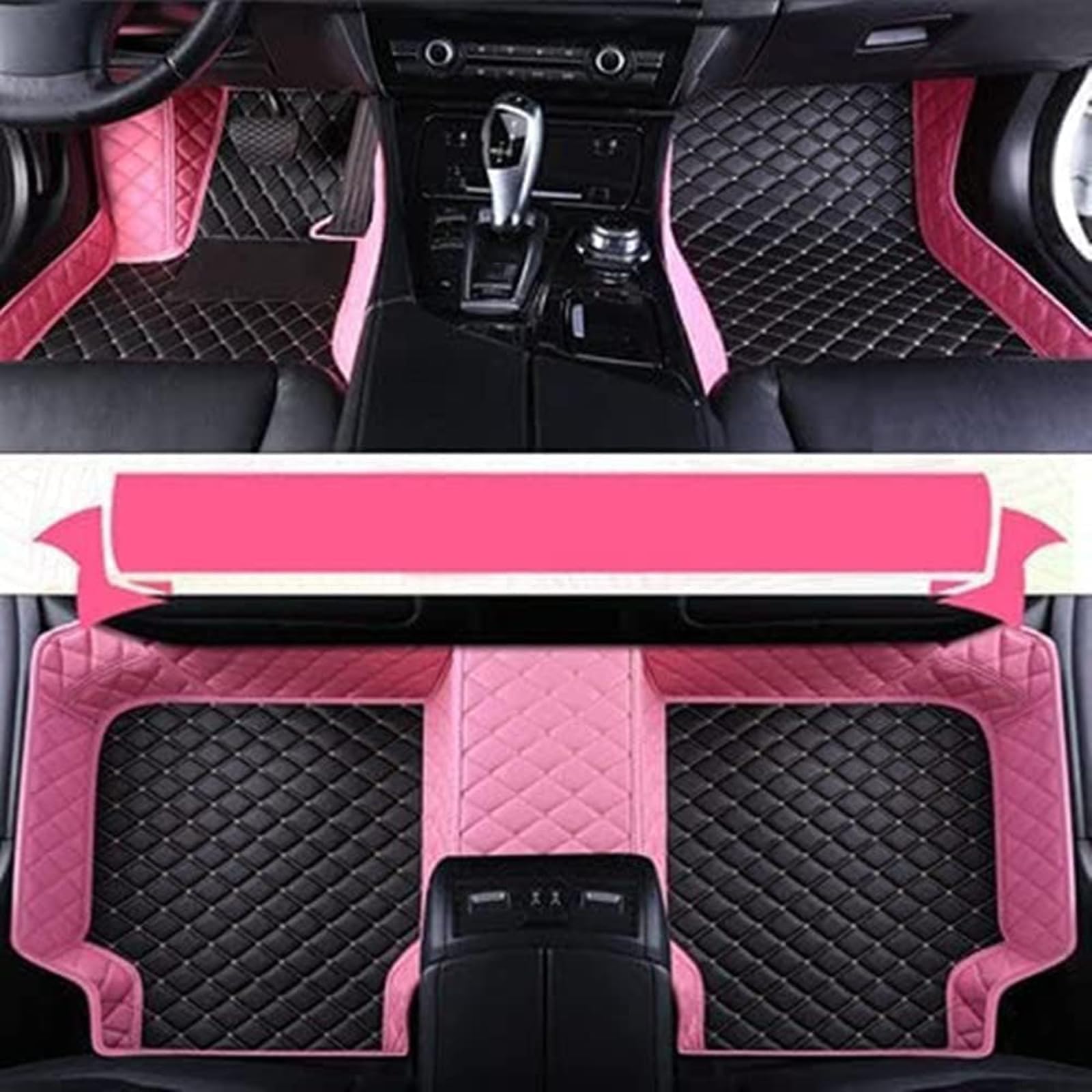 Nach Maß Auto Fußmatten für Ford Ecosport Ⅱ 2013 2014 2015 2016, Wasserfest Antirutsch Abriebfest Fussmatten Allwetterschutz Automatten,-Pink Black von LAGNY