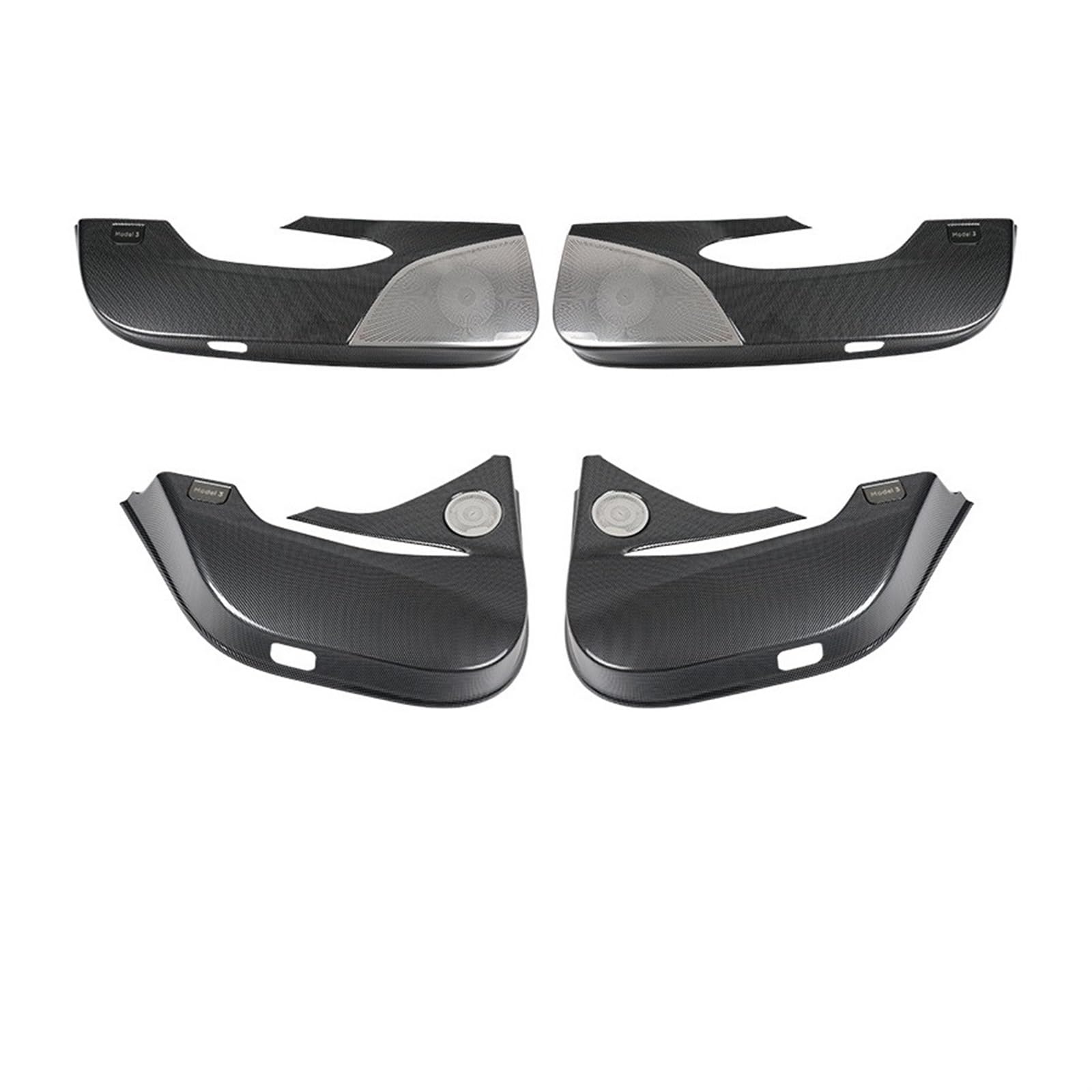 LAINGJINGMEI 4PCS ABS Carbon Faser Stil Auto Tür Anti Kick Panel Aufkleber Kompatibel for Tesla Model Y Modell 3 2019-2023 innere Schutz Abdeckung(4PCS for Model 3) von LAINGJINGMEI