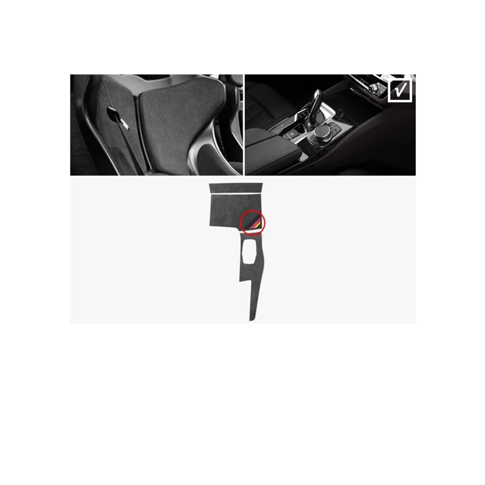 LAINGJINGMEI Alcantara Center Console Gear Shift Griff Panel Cover Trim kompatibel for BMW 5GT 6GT Serie G30 G38 2017-2022 Auto Aufkleber Zubehör(LHD Custom M) von LAINGJINGMEI