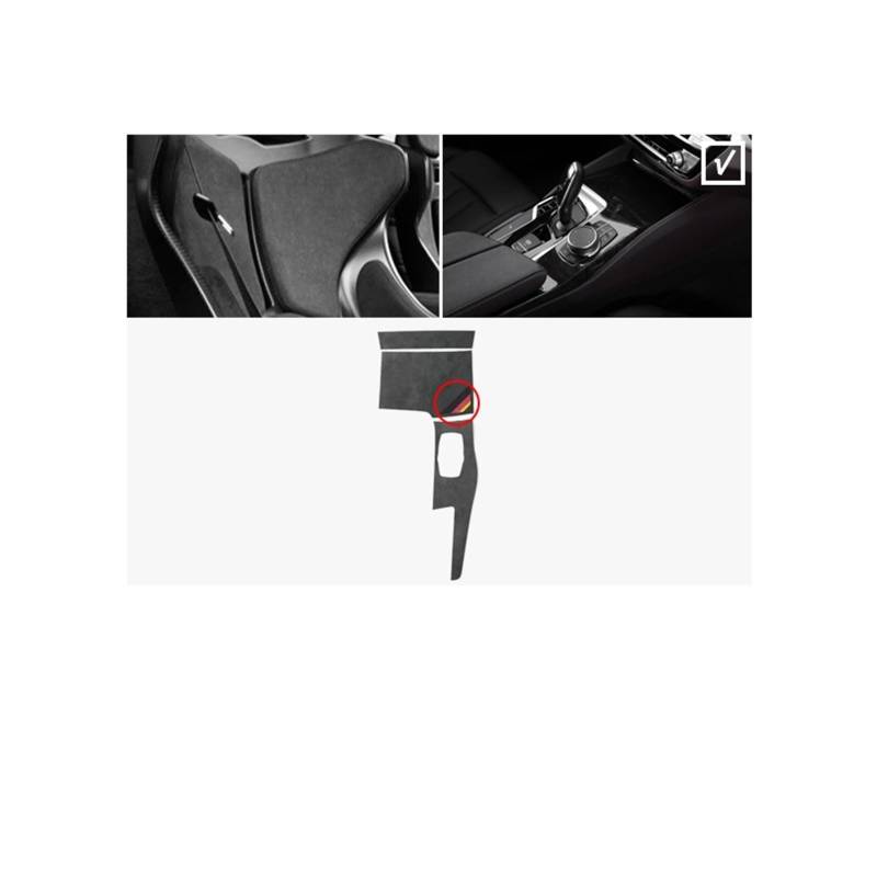 LAINGJINGMEI Alcantara Center Console Gear Shift Griff Panel Cover Trim kompatibel for BMW 5GT 6GT Serie G30 G38 2017-2022 Auto Aufkleber Zubehör(LHD Custom M) von LAINGJINGMEI