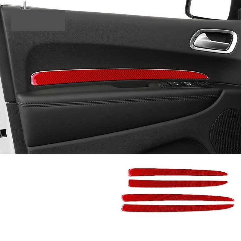 LAINGJINGMEI Aufkleber Kompatibel for Dodge Durango 2011-2020 Auto Real Carbon Fiber Türgriff Dekoration Abdeckung Trim Innen Zubehör(Red) von LAINGJINGMEI