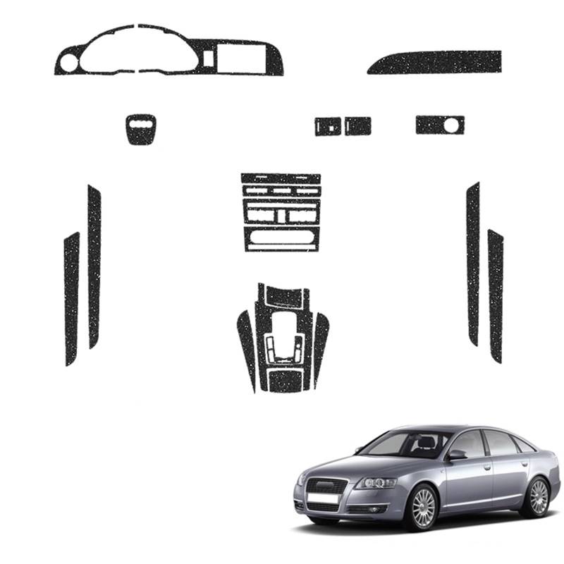 LAINGJINGMEI Auto-Innenaufkleber, kompatibel for Audi A6 C6 C7 4F 4G C8 4K 2005–2025, Hebefenster-Panel-Aufkleber, Getriebe-Panel-Schutzfolie, Auto-Zubehör(FlashPointBlack05-11) von LAINGJINGMEI