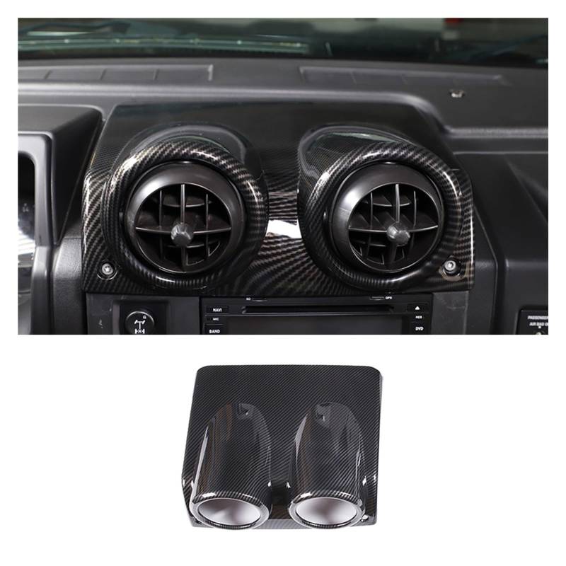 LAINGJINGMEI Auto Styling Mittelkonsole Klimaanlage CD Bedienfeld Dekoration Aufkleber Trim Kompatibel for Hummer H2 2003-2007 Auto Zubehör(1pcs Carbon Fiber) von LAINGJINGMEI