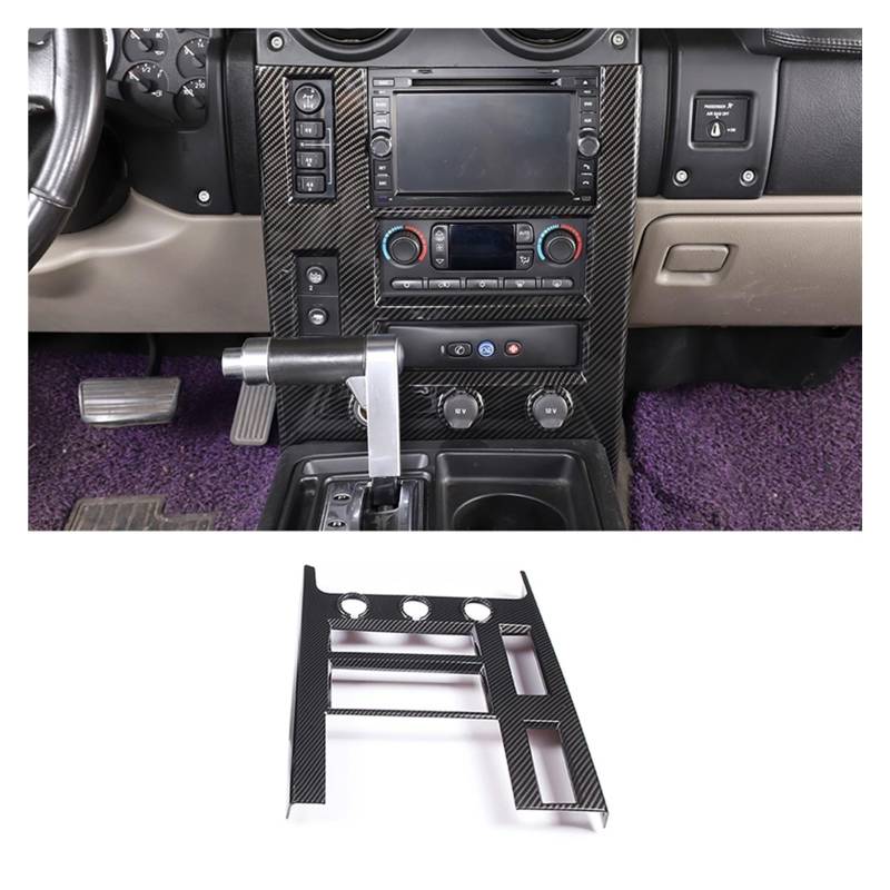 LAINGJINGMEI Auto Styling Mittelkonsole Klimaanlage CD Bedienfeld Dekoration Aufkleber Trim Kompatibel for Hummer H2 2003-2007 Auto Zubehör(1pcs Carbon Fiber-01) von LAINGJINGMEI