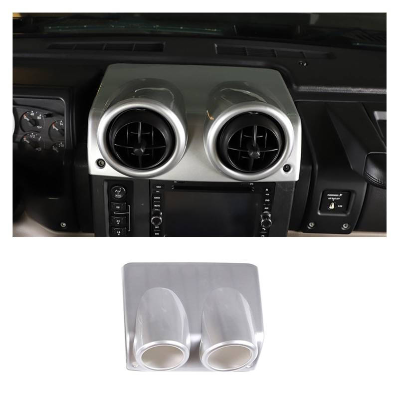 LAINGJINGMEI Auto Styling Mittelkonsole Klimaanlage CD Bedienfeld Dekoration Aufkleber Trim Kompatibel for Hummer H2 2003-2007 Auto Zubehör(1pcs Silver) von LAINGJINGMEI