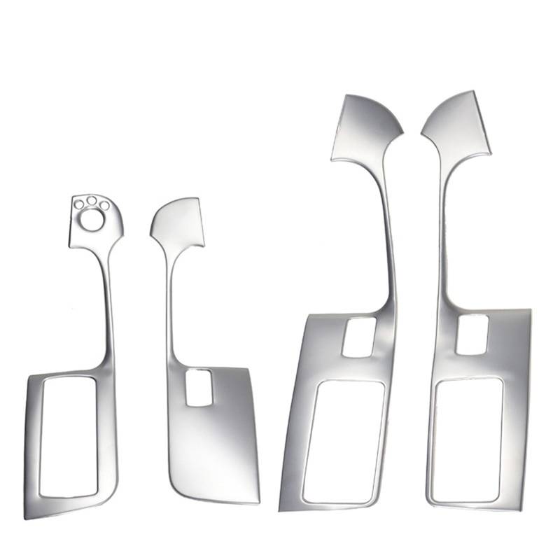 LAINGJINGMEI Auto Styling Tür Armlehne Panel Abdeckung Trim Kompatibel for Audi A6 C5 C6 Fenster Glas Lift Tasten Rahmen Aufkleber Streifen Edelstahl Aufkleber(Silver) von LAINGJINGMEI