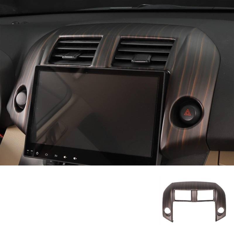 LAINGJINGMEI Kohlefaser-Druck, Auto-Innen-Styling-Center-Auslass-Navigationspanel-Aufkleber-Abdeckung, kompatibel for Toyota RAV4 2009 2010 2011 2012 2013 2014(Brown for Big Screen) von LAINGJINGMEI