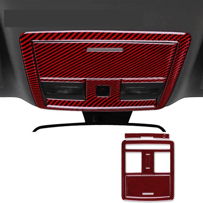 LAINGJINGMEI Kohlefaser-kompatibel for Dodge Magnum Charger 2008 2009 2010 Zubehör Innenverkleidung Auto-Über-Kopf-Konsole Dach-Leselicht-Aufkleber(Black with Red) von LAINGJINGMEI