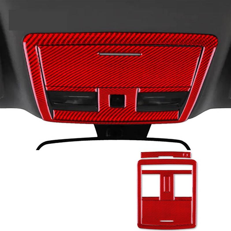 LAINGJINGMEI Kohlefaser-kompatibel for Dodge Magnum Charger 2008 2009 2010 Zubehör Innenverkleidung Auto-Über-Kopf-Konsole Dach-Leselicht-Aufkleber(Red Carbon) von LAINGJINGMEI