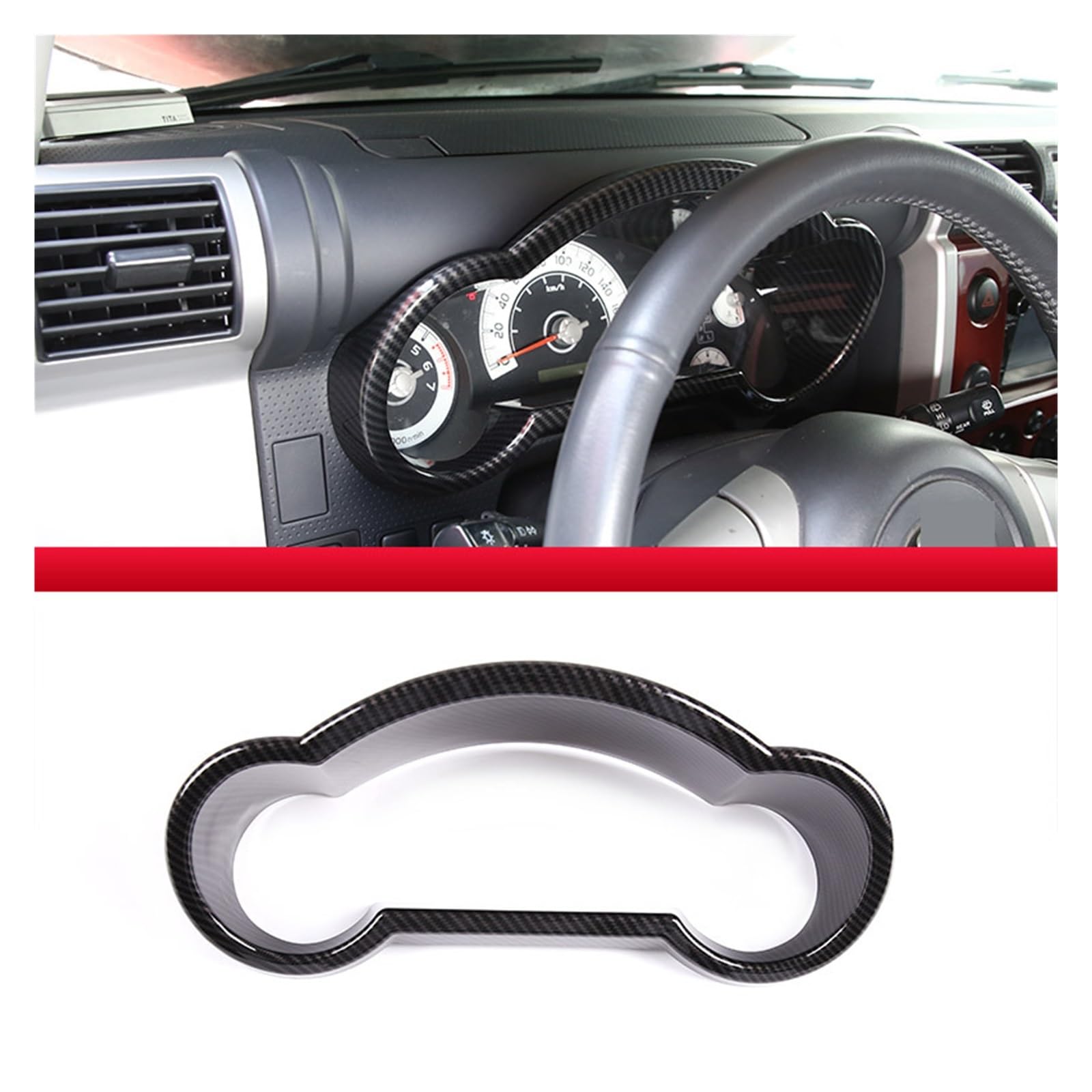 LAINGJINGMEI Kompatibel for Toyota FJ Cruiser 2007–2021, Auto-Mittelkonsole, Instrumententafel, Anzeige, Drehzahlmesser, Verkleidung, Rahmen, Aufkleber, Autozubehör(Carbon Fiber) von LAINGJINGMEI