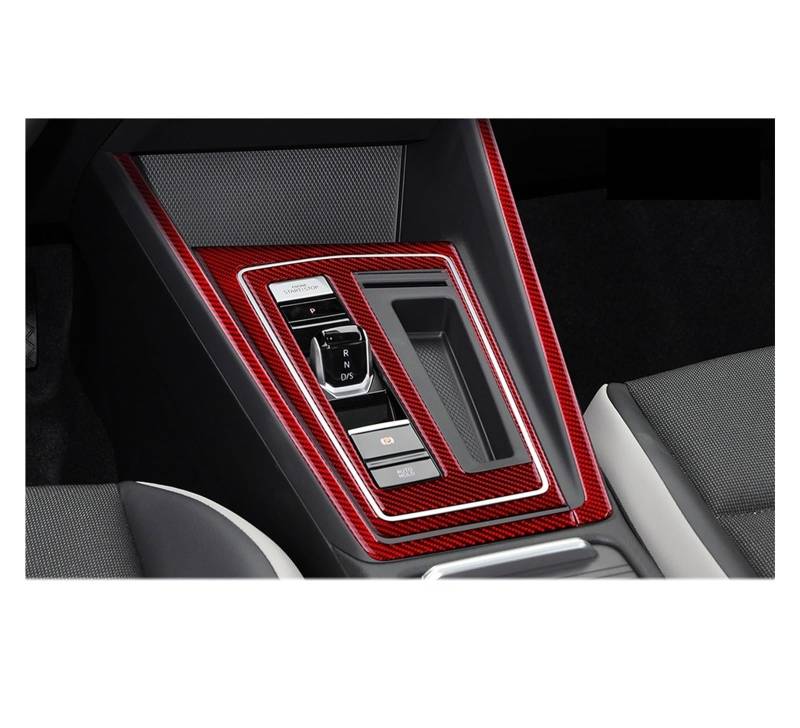 LAINGJINGMEI Real Carbon Fiber Aufkleber Kompatibel for VW Golf 8 MK8 2020 2021 2022 2023 Auto Innen Trim Rot Schwarz Shift Panel Zubehör(Left Hand Drive) von LAINGJINGMEI