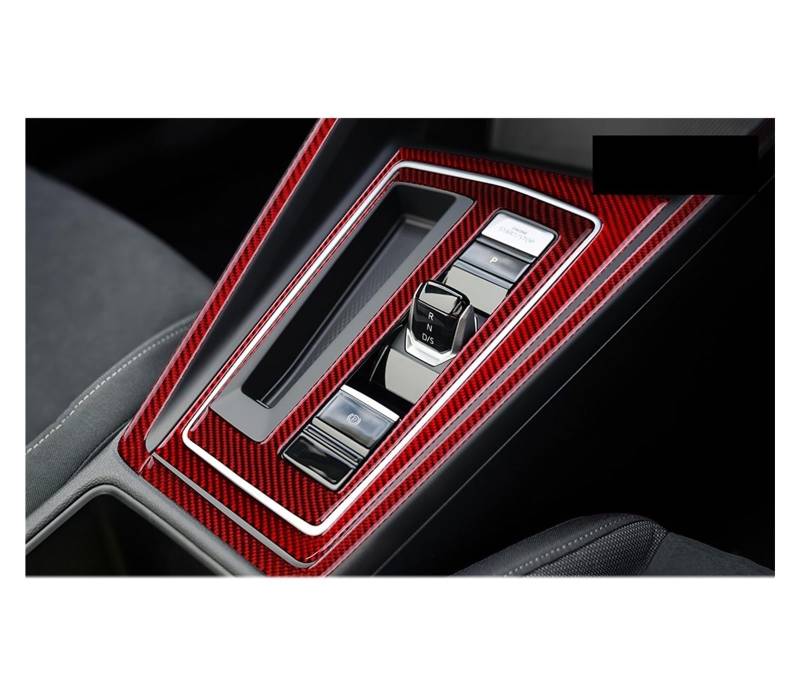 LAINGJINGMEI Real Carbon Fiber Aufkleber Kompatibel for VW Golf 8 MK8 2020 2021 2022 2023 Auto Innen Trim Rot Schwarz Shift Panel Zubehör(Right Hand Drive) von LAINGJINGMEI