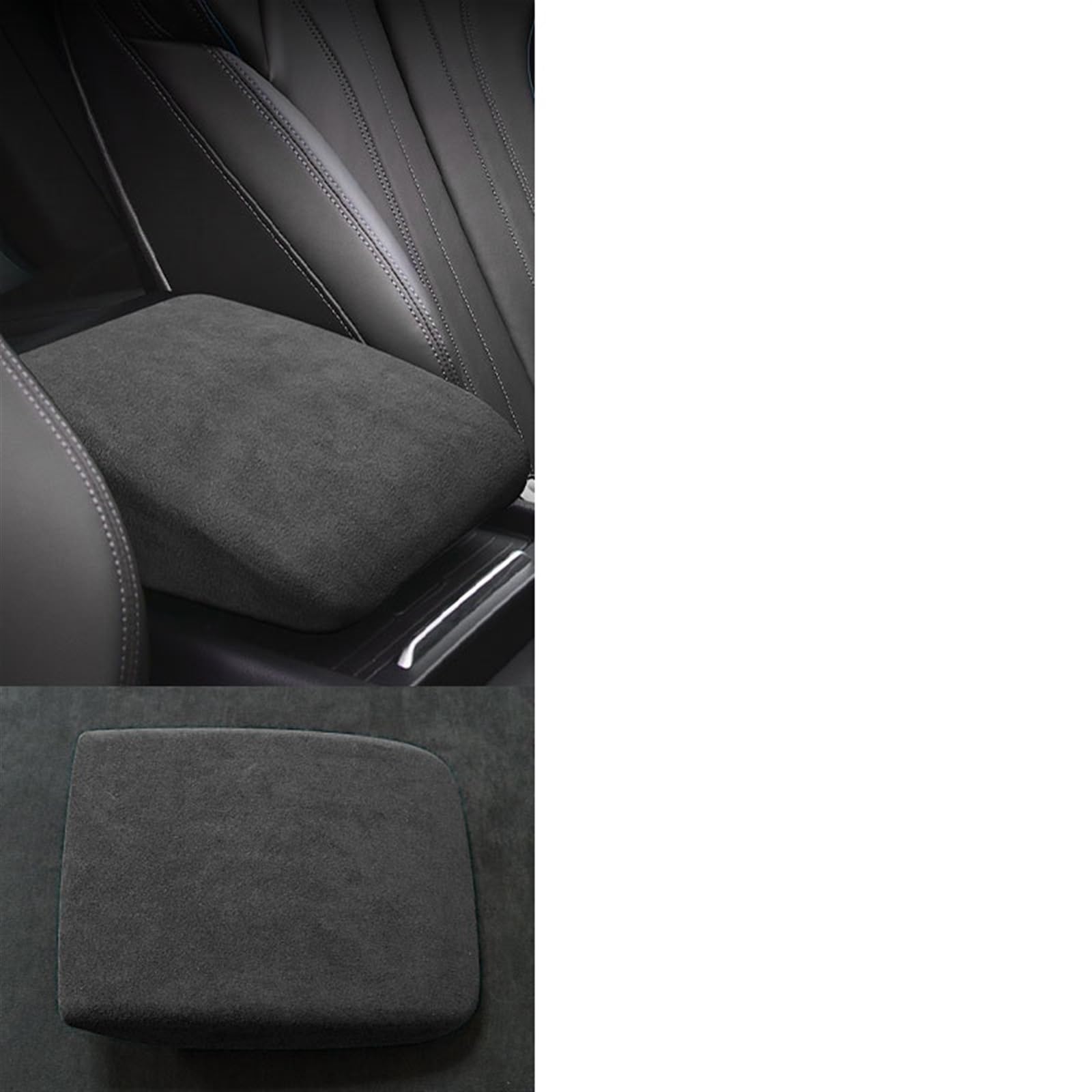 LAINGJINGMEI Wildleder Wrap Auto Armlehne Box Panel Trim Aufkleber Abdeckung Kompatibel for Audi Q5 Facelift 2021 2022 Sportback S Line Zubehör(Dark Gray) von LAINGJINGMEI