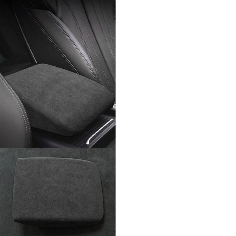 LAINGJINGMEI Wildleder Wrap Auto Armlehne Box Panel Trim Aufkleber Abdeckung Kompatibel for Audi Q5 Facelift 2021 2022 Sportback S Line Zubehör(Dark Gray) von LAINGJINGMEI
