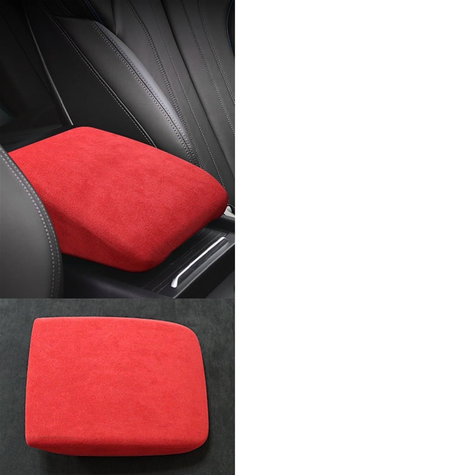 LAINGJINGMEI Wildleder Wrap Auto Armlehne Box Panel Trim Aufkleber Abdeckung Kompatibel for Audi Q5 Facelift 2021 2022 Sportback S Line Zubehör(Scarlet Red) von LAINGJINGMEI