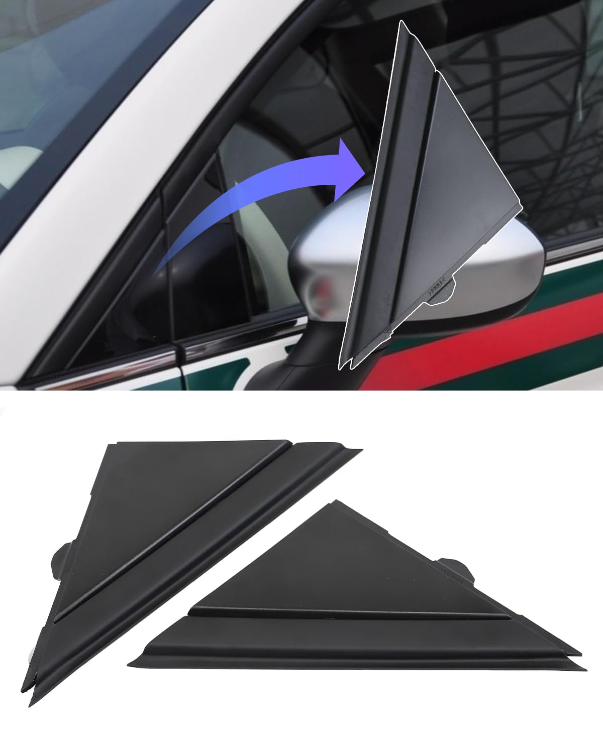 500 Front-Dreieck, Rückspiegel-Dreieck, Rückspiegel-Dreieck kompatibel mit Fiat- 500 Rückspiegel links und rechts 2-teilig von LALAIJDOU