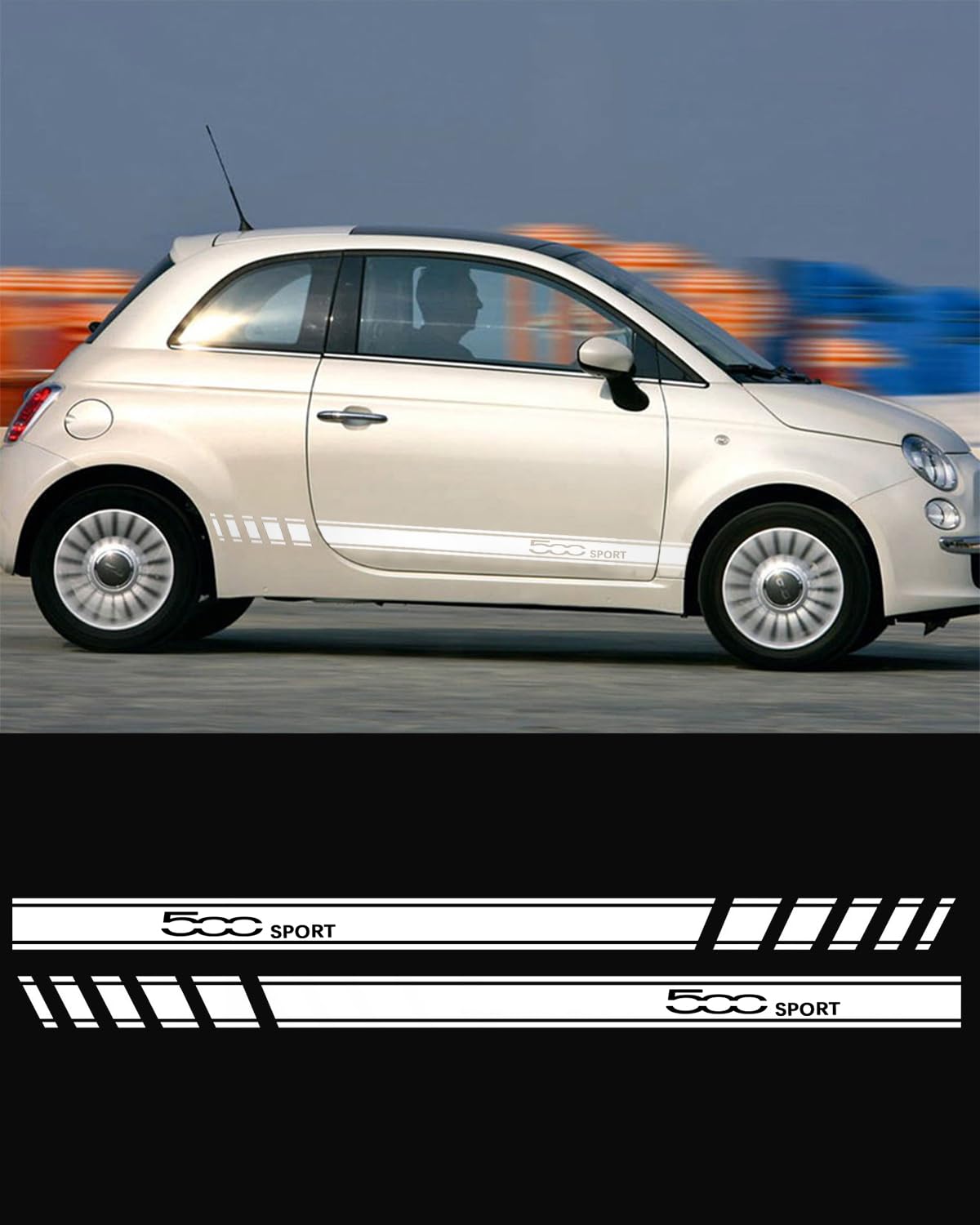 Autoaufkleber Dekorative Streifen, Seitenstreifen Aufkleber Set für FIAT Abarth 500 595 (weiß) von LALAIJDOU