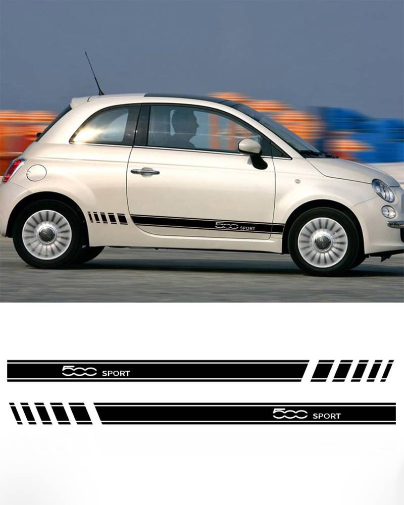 Autoaufkleber Dekorative Streifen, Seitenstreifen Aufkleber Set für Fiat Abarth 500 595 (Schwarz) von LALAIJDOU