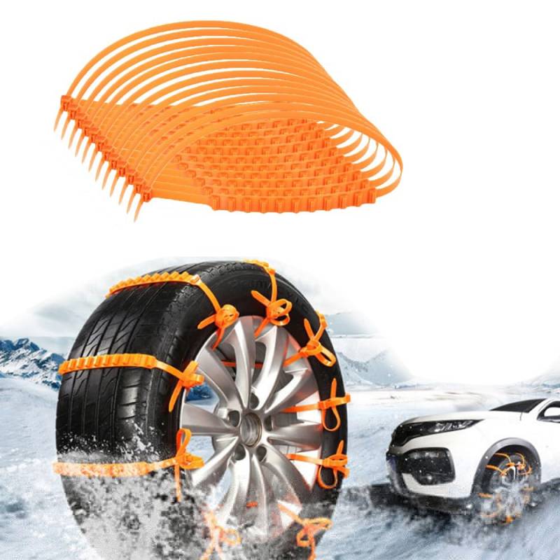 12 Stück Schneeketten Auto Anti-Rutsch Kabelbinder Universal Reifen Traktionskette von LAMOOER