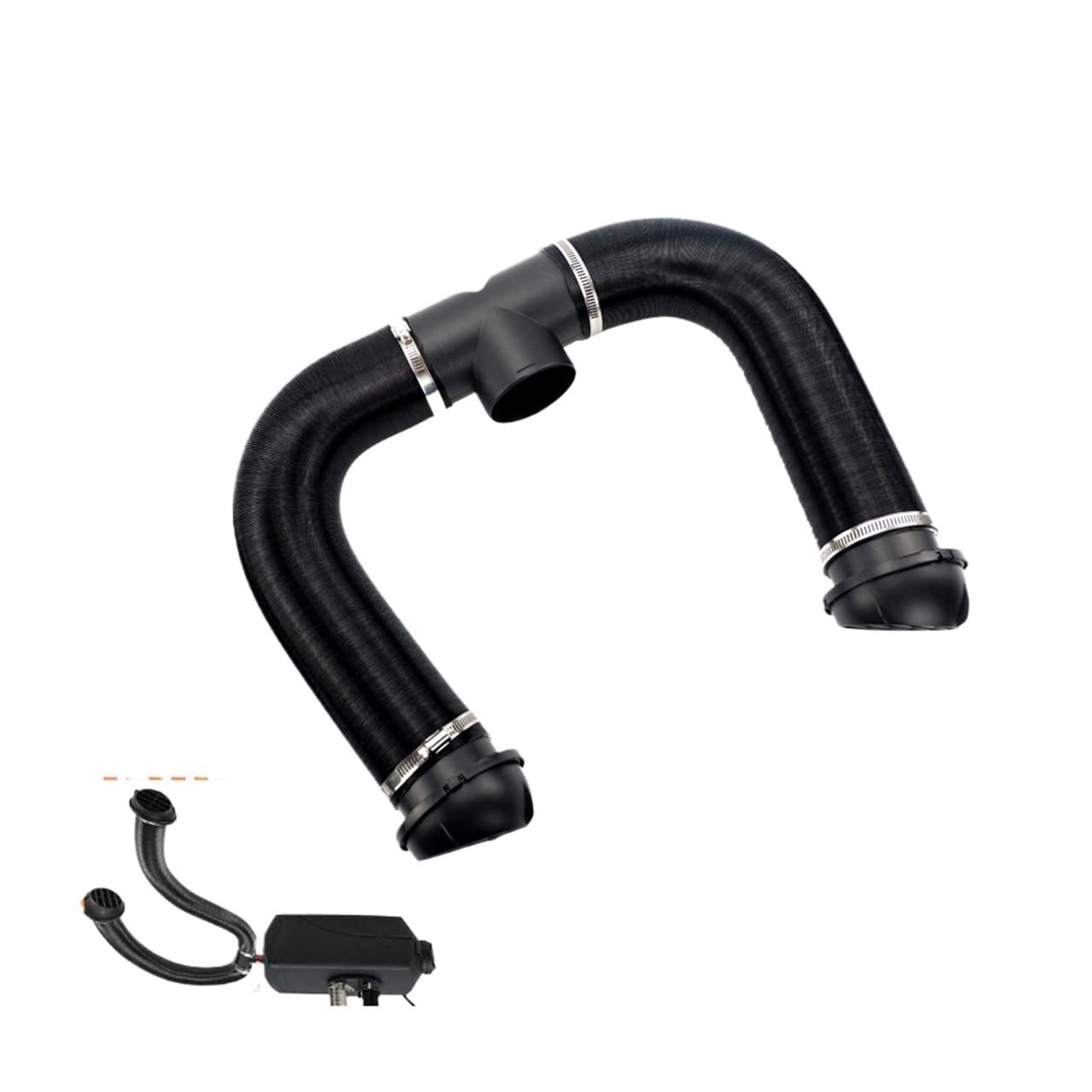 75-mm-Dieselheizer-T-Anschluss mit 3 Auslässen, 2 Luftauslässen und 2 Kanalrohren in warmem Schwarz und 4 Klemmen, passend for PKW, LKW, VAN, Wohnmobil(2x75mm pipe n T) von LANAPPTLTG