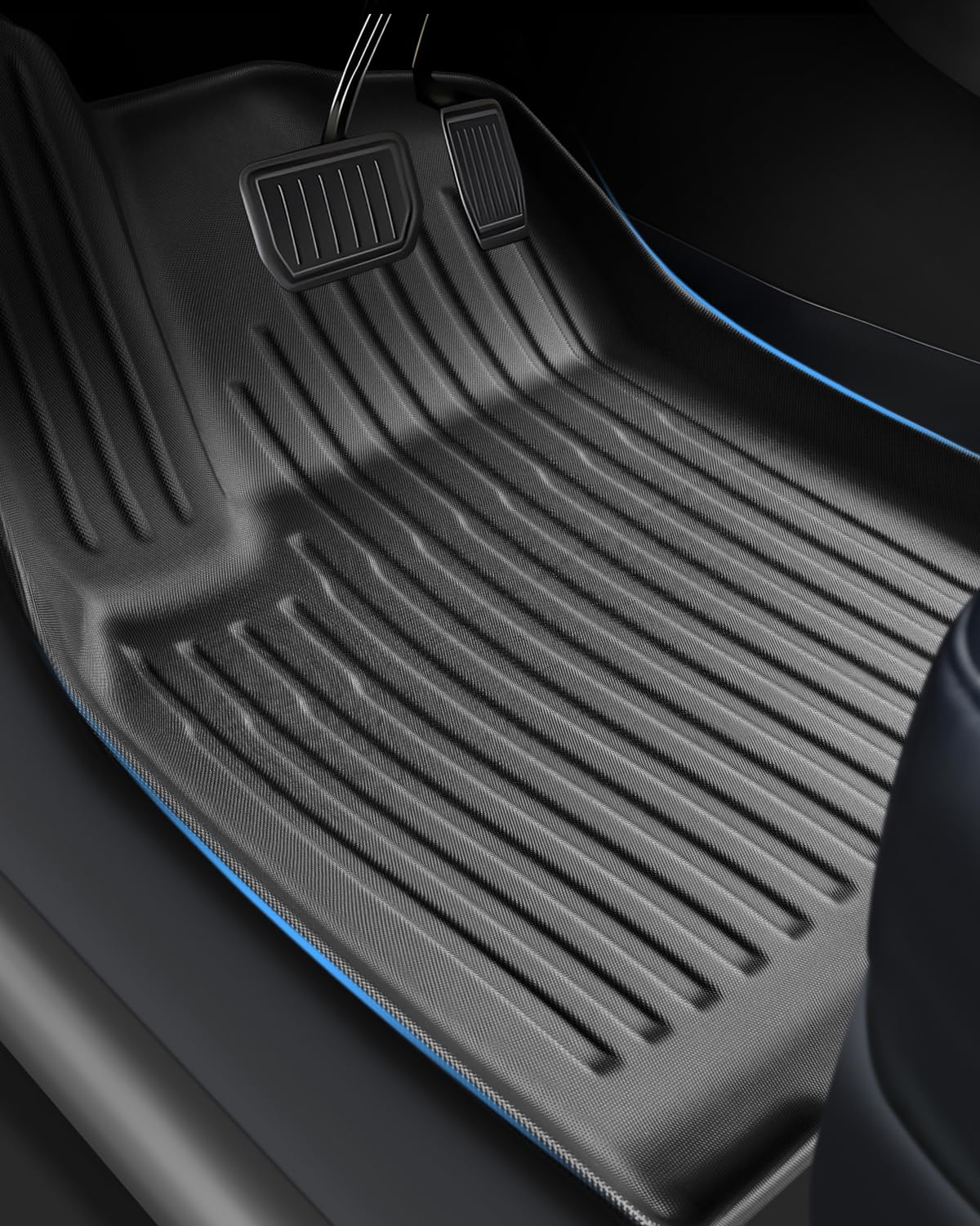 LANGBEAN Fußmatten für Tesla Model Y Juniper 2025 (5 Sitzer), Fussmatten Original Model Y aus TPE mit Hohem Rand, Rutschfestes und Wasserdichtes Zubehör, Schwarz (3 Stück) von LANGBEAN
