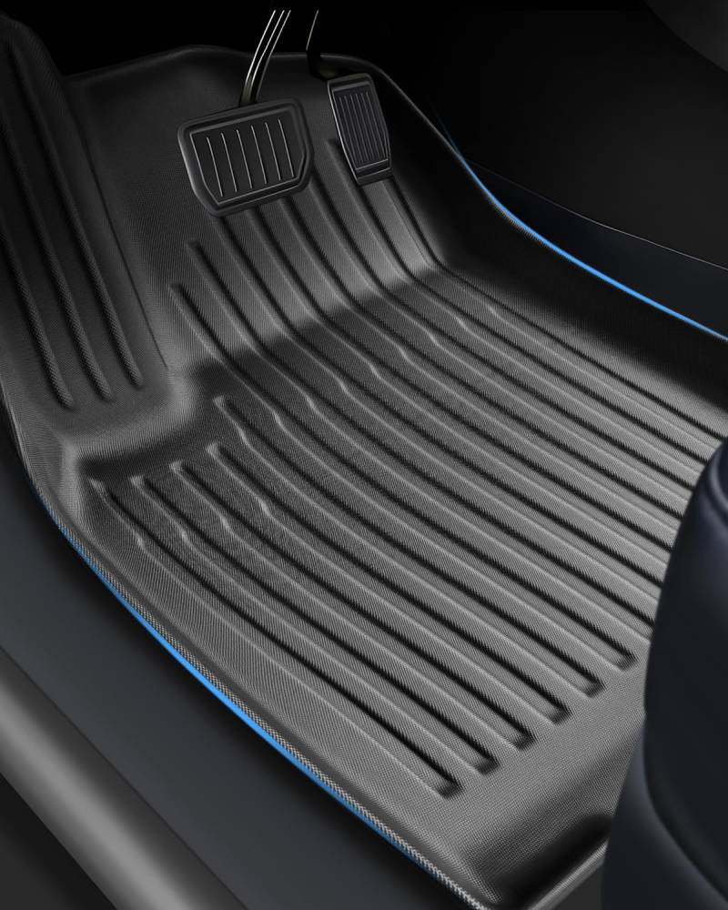 LANGBEAN Fußmatten für Tesla Model Y Juniper 2025 (5 Sitzer), Fussmatten Original Model Y aus TPE mit Hohem Rand, Rutschfestes und Wasserdichtes Zubehör, Schwarz (3 Stück) von LANGBEAN