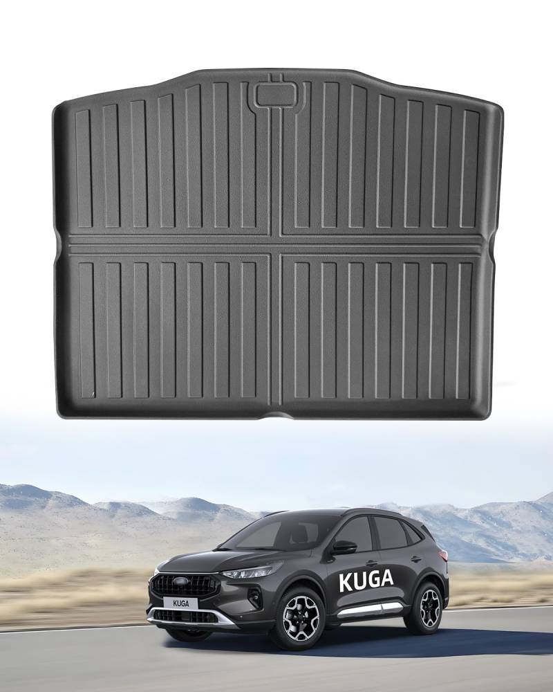 LANGBEAN Kofferraummatte für Ford Kuga MK3 2025 2024 2023 2022 2021 2020, Kofferraum Schutzmatte Hinten Original Kuga 3 Plug-In Hybrid aus TPE mit Hohem Rand, Rutschfestes und Wasserdichtes von LANGBEAN